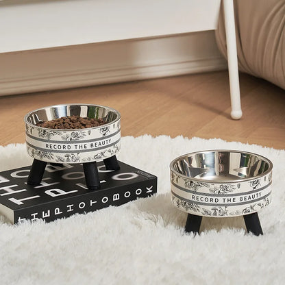 Adjustable Raised Dog Feeder Bowls, Stainless Steel Food & Water Bowls for Small, Medium & Large Dogs - Bond Well Supplies