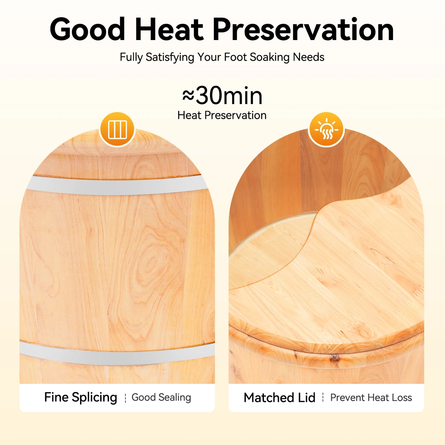 Freestanding Foot Bath Basin with Cedar Wood Finish, Foot Soaking Tub for Home Spa and Foot Care