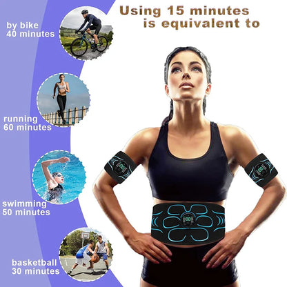 Rechargeable EMS Muscle Toning Belt, Electronic Stimulator for Abdomen, Arms & Body Training