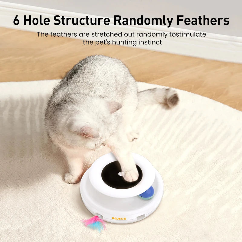 ROJECO 2-in-1 Smart Pet Toy Set with Automatic Feather and Rolling Ball