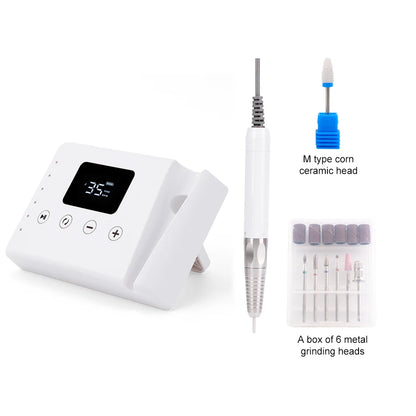 Brushless 35000RPM 2-in-1 Electric Nail Drill Machine, Portable 85W Desktop Manicure & Nail Polisher with Bit Set - Bond Well Supplies