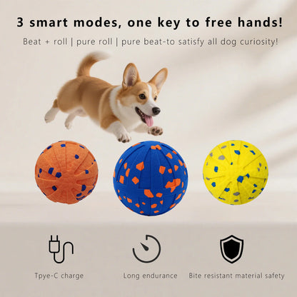 Interactive Automatic Moving Dog Ball, Smart Bouncing and Rotating Toy for Dogs