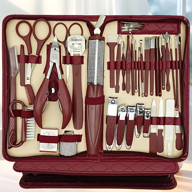 Professional 42PCS Nail Clipper Set, Stainless Steel Cuticle Nippers & Manicure Tools with Storage Case - Bond Well Supplies