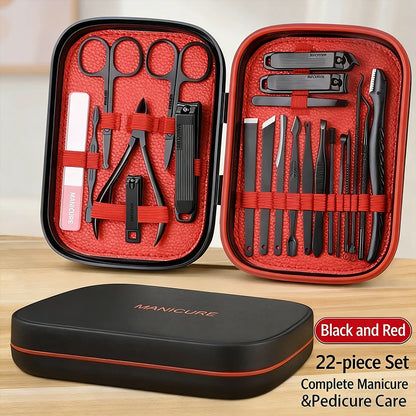 Stainless Steel Nail Clipper Set, 10-22PCS Manicure & Pedicure Tools with Portable Case - Bond Well Supplies