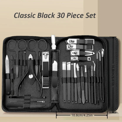 30-Piece Professional Stainless Steel Manicure and Pedicure Set with Travel Case